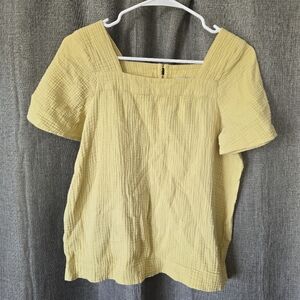Madewell Lightspun Harlow Gauze Square Neck Butter Yellow Top Size XS Oversized